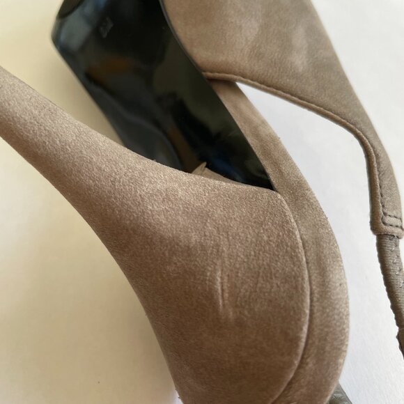 Nine West Grey Suede Peep Toe Sling Back Platform Pumps - Picture 8 of 8
